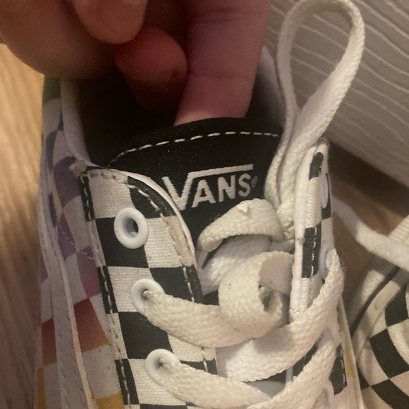 White, rainbow checkered vans in the size 3 for kids - Picture 3 of 4